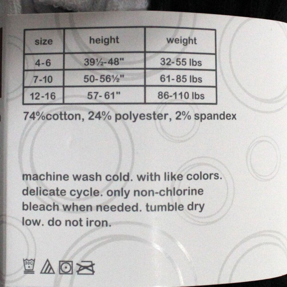 2 Pair Wonder Nation Girls Small 4-6 Heavyweight Footed Tights 1 White 1 Black - Picture 5 of 7